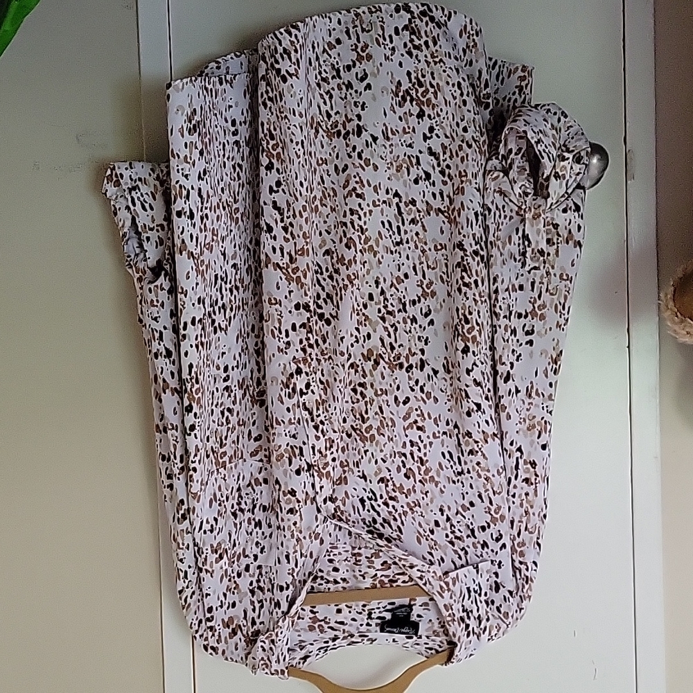 Brown and white blouse